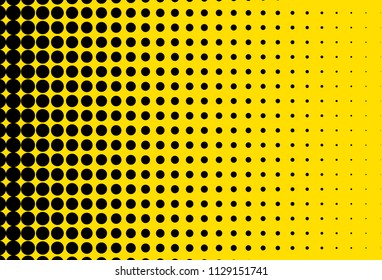 Yellow and black halftone panel. Bright dotted pattern. Background with dots, points. Digital gradient. Vector illustration 