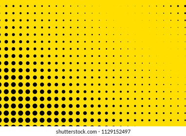 Yellow and black halftone panel. Bright dotted pattern. Background with dots, points. Digital gradient. Vector illustration 
