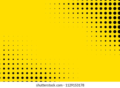 Yellow and black halftone panel. Bright dotted pattern. Background with dots, points. Digital gradient. Vector illustration 