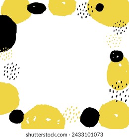 Marco de fondo de estilo escandinavo lindo dibujado a mano amarillo y negro