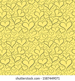 Yellow and Black Heart Seamless Pattern