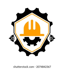 yellow and black helmet and gear construction vector logo created for the construction logo saved in eps file format can be downloaded in high resolution without losing resolution