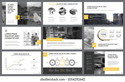 Yellow and black infographic design elements for presentation slide templates. Business development concept can be used for annual report, marketing, advertising, flyer and banner design