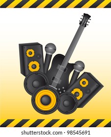 yellow and black instruments with frame. vector illustration