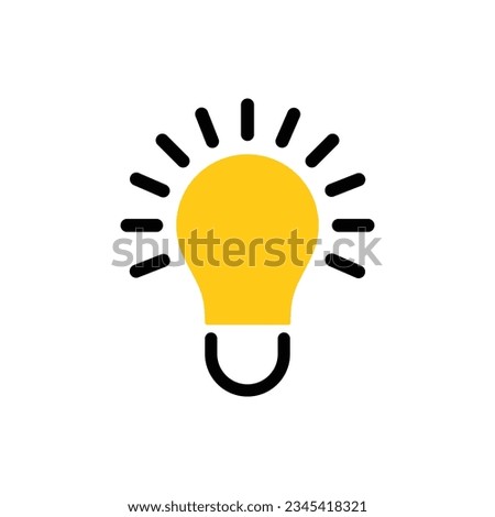 yellow and black light bulb icon like insight. flat trend modern more efficiency logotype graphic web design element isolated on white. concept of aha moment and quizz sign or think outside the box
