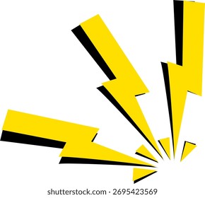 Efecto visual cómico de ráfaga de rayos amarillos y negros.