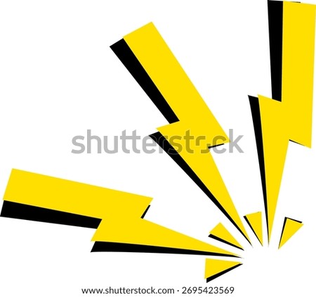 Yellow and black lightning bolt ray burst comic visual effect.