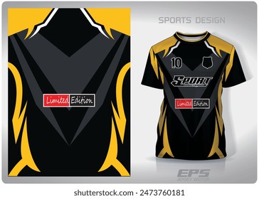 yellow black lightning robot pattern design, illustration, textile background for sports t-shirt, football jersey shirt mockup for football club. consistent front view