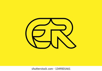 yellow black line alphabet letter ER E R logo combination icon for a company business or corporate identity design