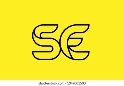 yellow black line alphabet letter SE S E logo combination icon for a company business or corporate identity design