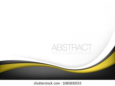 Yellow and black line curve vector background overlap layer on white space for background design