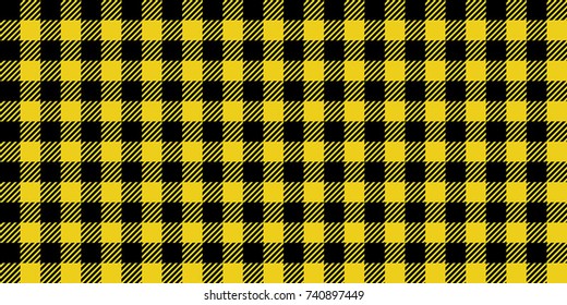 Yellow and Black Lumberjack Buffalo Plaid Seamless Pattern