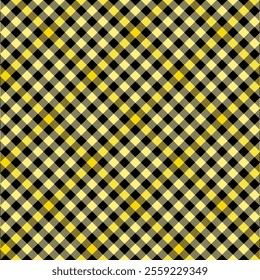 Yellow black lumberjack plaid pattern. Vector fashion print design. Seamless plaid pattern texture. Classic style tartan check background.