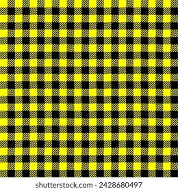 Yellow Black Lumberjack plaid seamless pattern. Buffalo Check Patterns. Yellow and Black. Hipster Style Backgrounds. Vector Pattern Swatches made with Global Colors.