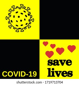 Yellow and black marine signal quarantine flag Yellow Jack L for Lima with the coronavirus and COVID-19
