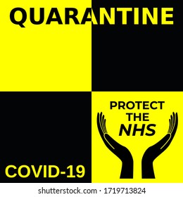 Yellow and black marine signal quarantine flag Yellow Jack L for Lima with the coronavirus, COVID-19 and protect the NHS