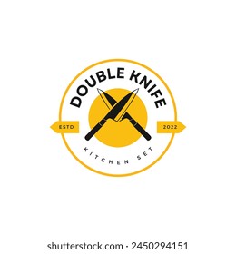 Yellow Black Minimalist Double Knife Logo