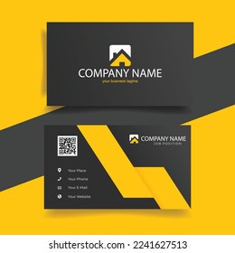 Yellow and Black modern business card template, Illustration Vector

