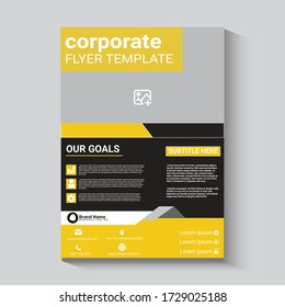 Yellow & black Modern flyer template layout design template in business style.corporate flyer print ready template Design in vertical size For your Business Identity.
