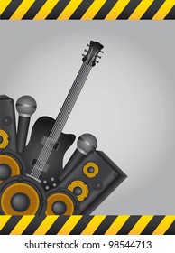 yellow and black musical instruments with frame. vector