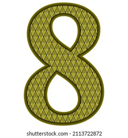 Yellow And Black Number Eight Vector Illustration. Number 8 With Abstract Geometric Pattern Isolated On A White Background.eps
