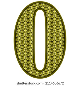 Yellow And Black Number Zero Vector Illustration. Number 0 With Abstract Geometric Pattern Isolated On A White Background
