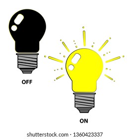 yellow and black (on or off) lamp, flat vector illustrator