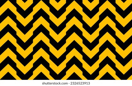 Yellow and black pattern of triangles arrow, traffic sign repeat seamless pattern design for fabric printing or wallpaper