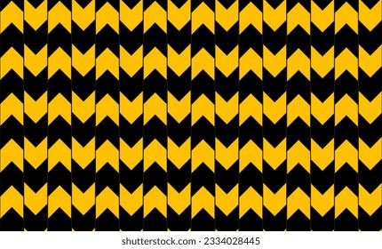 Yellow and black pattern of triangles arrow, traffic sign repeat seamless pattern design for fabric printing or wallpaper
