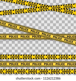 Yellow with black police line and danger tapes  On a checkered background Vector illustration 