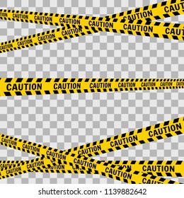 Yellow with black police line and danger tapes On a checkered background  
in perspective Vector illustration