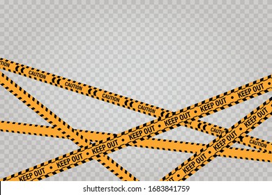 Yellow with black police line and danger tapes. Vector illustration.