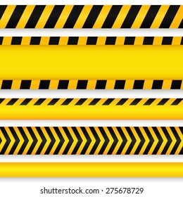 Yellow with black police line and danger tapes. Vector illustration.