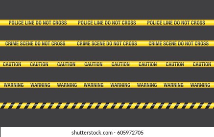 Yellow with black police line and danger tapes. Vector