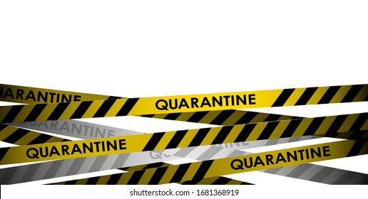 Yellow With Black Police Line. Do Not Enter, Danger. Security Quarantine Tapes. Isolated On white Background. Vector Illustration.