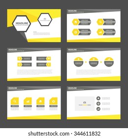 Yellow and Black presentation template Infographic elements flat design set for brochure flyer leaflet marketing advertising