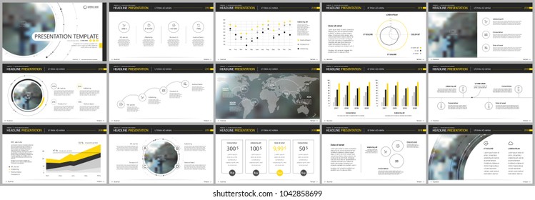 Yellow black presentation templates elements on a white background. Vector infographics. Use in Presentation, flyer and leaflet, corporate report, marketing, advertising, annual report, banner.