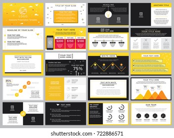 Yellow and black presentation templates elements on a white background. Vector infographics. Use in Presentation, flyer and leaflet, corporate report, marketing, advertising, annual report, banner.