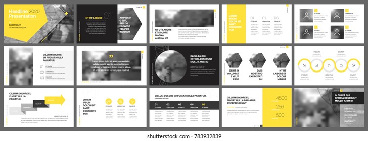 Yellow Presentation Templates Elements On White Stock Vector Royalty