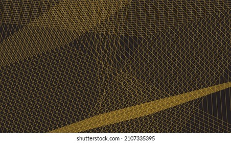 Yellow and Black Psychedelic Linear Wavy Backgrounds Vector