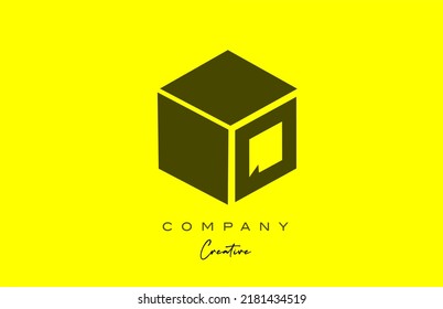 yellow black Q letter alphabet letter logo icon design. Creative cube design template for business and company