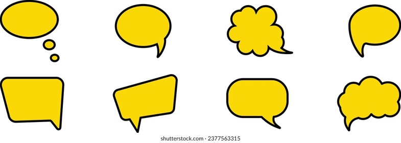 Yellow and black Quote cartoon vector bubbles for text, speech. Quotation box frames with borders design for comment, title, citation, chat, blog, note, mark. Vector illustration