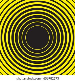 Yellow and black radial concentric circle ripple background