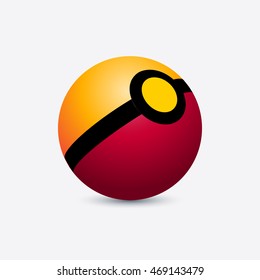 Yellow, black and red ball, Vector illustration in cartoon style isolated from the background, EPS 10