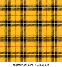 Yellow, black and red tartan plaid. Scottish textile pattern.