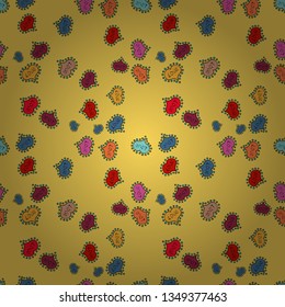 Yellow, black and red. Vector fancy love shape seamless pattern background. Valentines Day.
