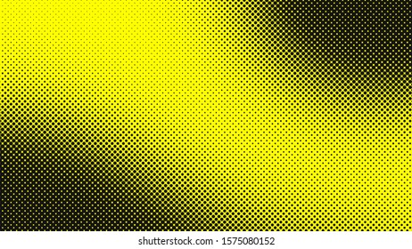 Yellow with black retro comic pop art background with halftone dots design, vector illustration template 