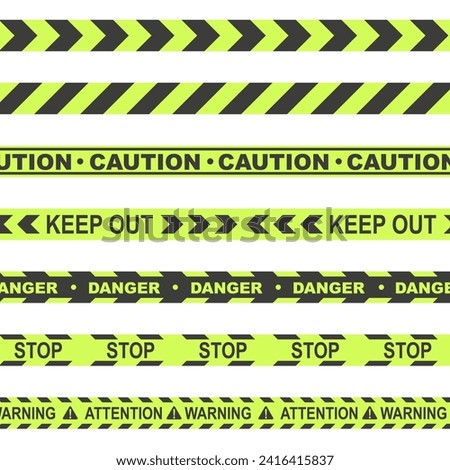 Yellow and black ribbon. Vector set of tapes. For prohibited and dangerous areas. EPS 10.