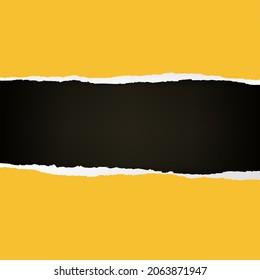 Yellow And Black Ripped Paper With Gradient Background, Vector Illustration