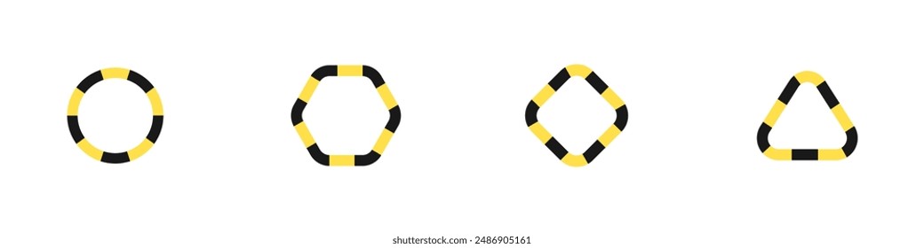 Yellow black road signs vector. Set of building warning signs. Prohibition sign template vector. Vector illustration.